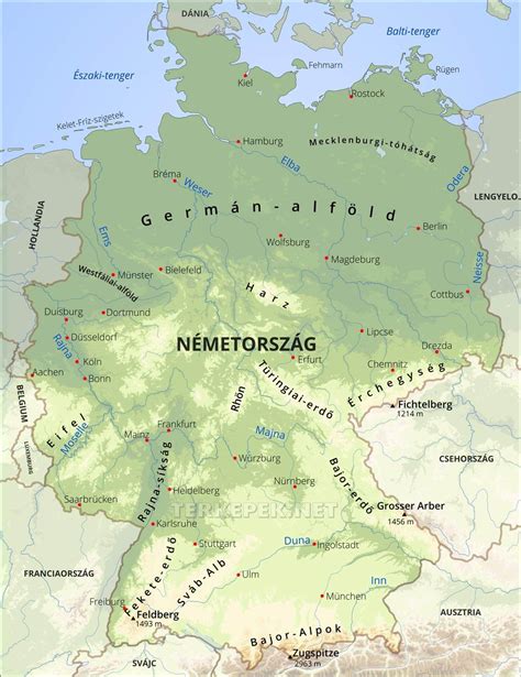 Németország térképe MPU vizsgaközpontok jelölésével