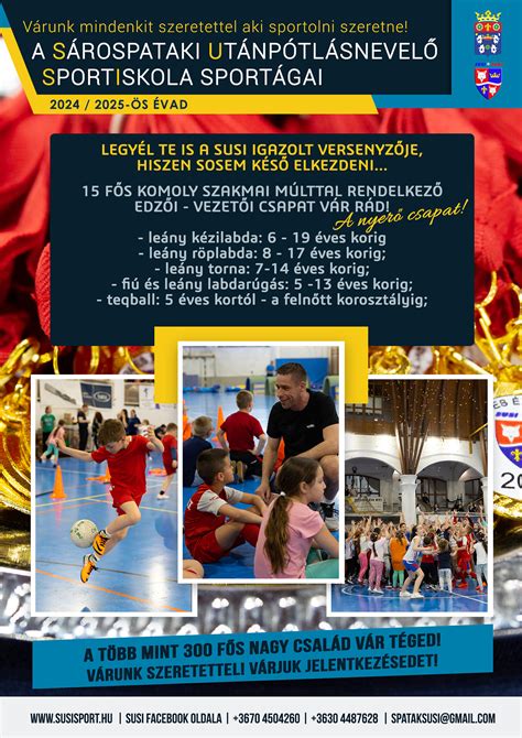 Sárospataki Utánpótlásnevelő Sportiskola logója és kézilabdázó gyerekek edzésen