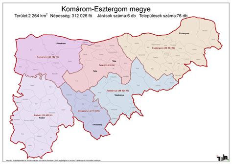 Komárom megye futballpályáinak térképe