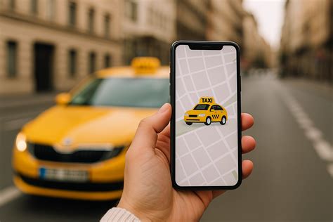 Egy mobilalkalmazás képernyője taxi foglalási felülettel