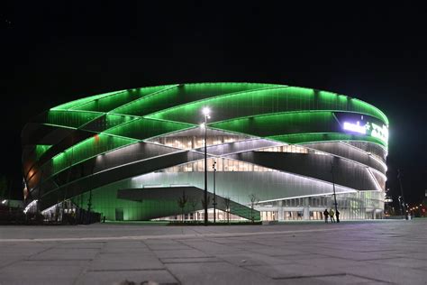 A Budapesti Multifunkcionális Sportcsarnok látványterve éjszakai megvilágításban