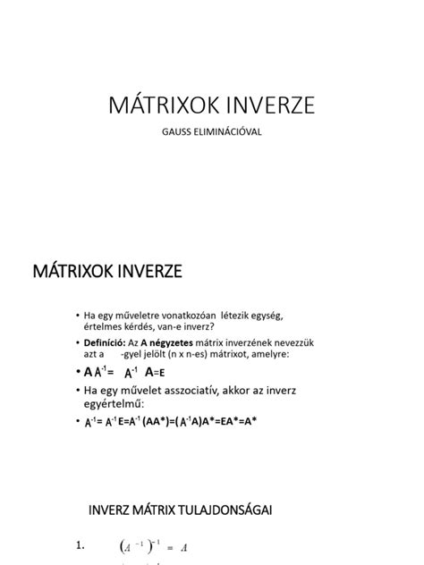 Mátrix inverzének kiszámítása