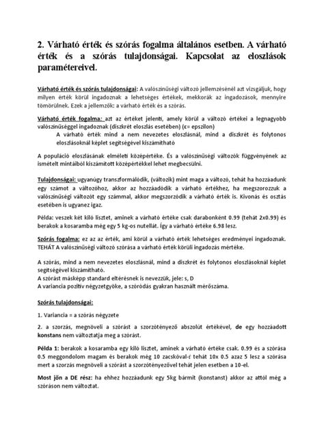Várható érték és szórás vizuális megjelenítése