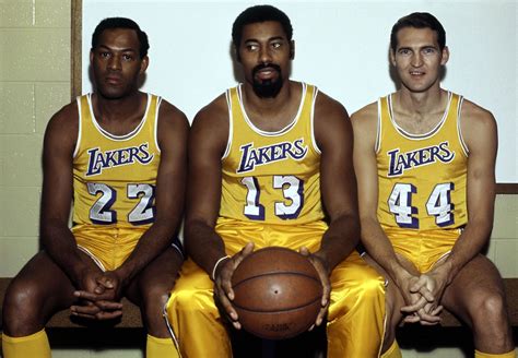 Jerry West, Wilt Chamberlain és Gail Goodrich, a Los Angeles Lakers legendái