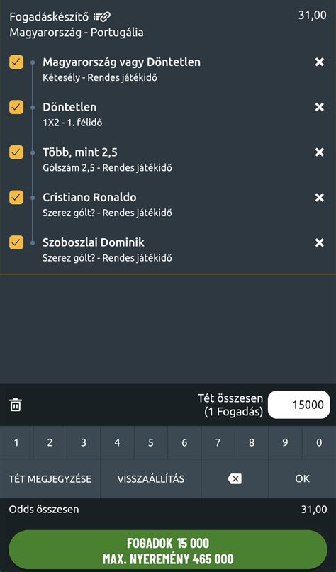 Online fogadási felület oddsokkal és bónusszal