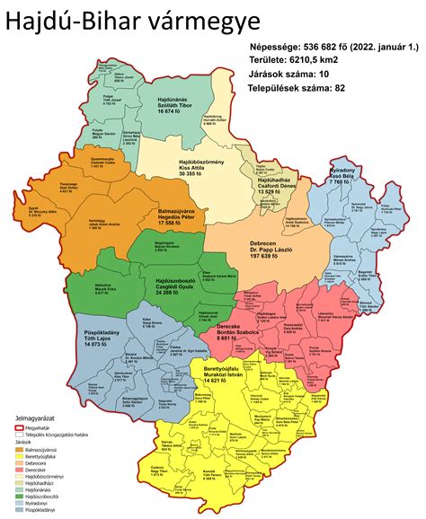 Hajdú-Bihar vármegye térképe a focicsapatok elhelyezkedésével