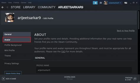 Steam profil és játékstatisztikák menü