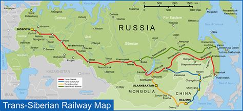 Térkép a Transzszibériai vasútvonalról