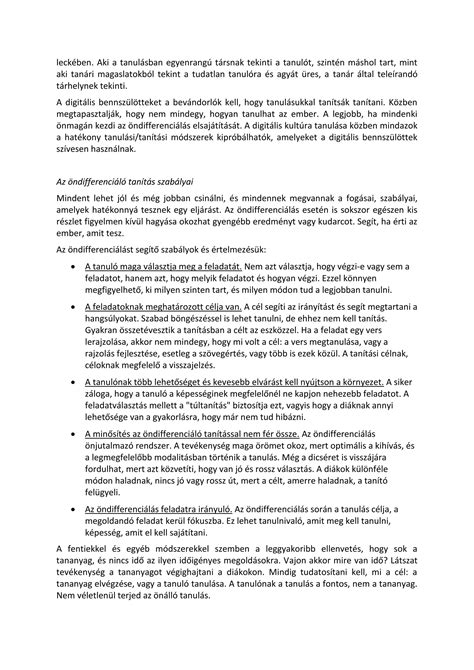 A tanár mint facilitátor és segítő