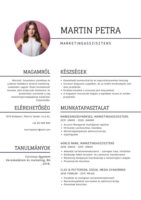 Önéletrajz minta irodai asszisztensnek