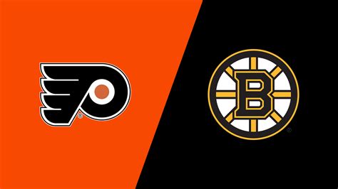 Philadelphia Flyers és Boston Bruins játékosok a jégen egy mérkőzésen