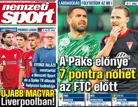 A Nemzeti Sport korabeli címlapja