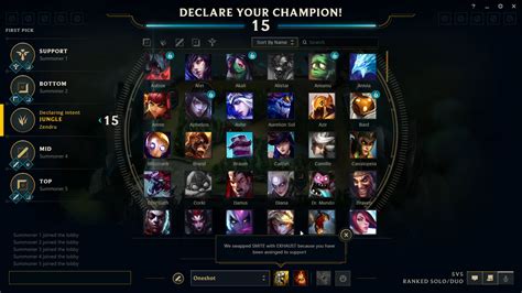 League of Legends champion select screen