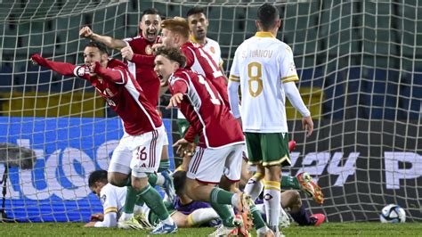 A magyar válogatott gólöröme az El Salvador elleni 10-1-es történelmi győzelem során