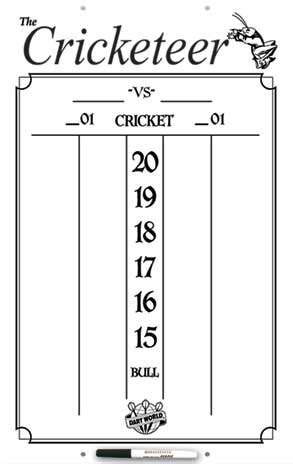 Darts tábla a krikett játék szektoraival (20, 19, 18, 17, 16, 15, Bullseye kiemelve)