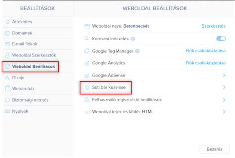 Weboldal cookie beállítások ikon