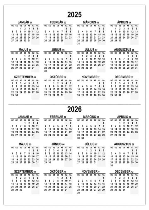 Naptár a 2025-2026-os tanév eseményeivel